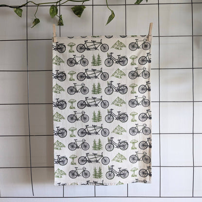 ilikesara | art + goods - Tea towel | bicycle adventure - bike & nature cotton flour sack dish cloth