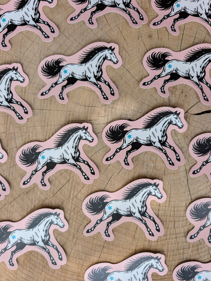 ilikesara | art + goods - Sticker | pink star horse - waterproof uv-resistant vinyl Western pony decal