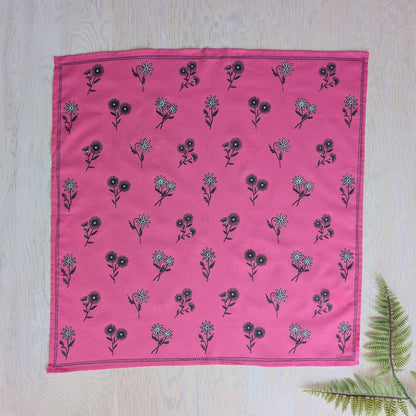ilikesara | art + goods - Bandana | bloom - hot pink floral pattern flower blockprint scarf neckerchief