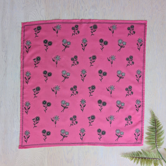 ilikesara | art + goods - Bandana | bloom - hot pink floral pattern flower blockprint scarf neckerchief