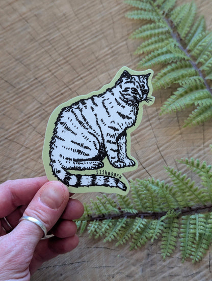 ilikesara | art + goods - Sticker | sitting white cat - waterproof uv-resistant vinyl kitty decal