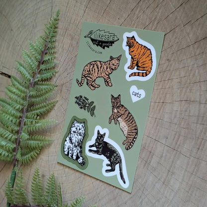 ilikesara | art + goods - Sticker sheet | cats  - waterproof uv-resistant vinyl kitty stickers