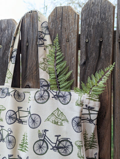 ilikesara | art + goods - Tote bag | bicycle adventure - patterned screenprinted nature tote