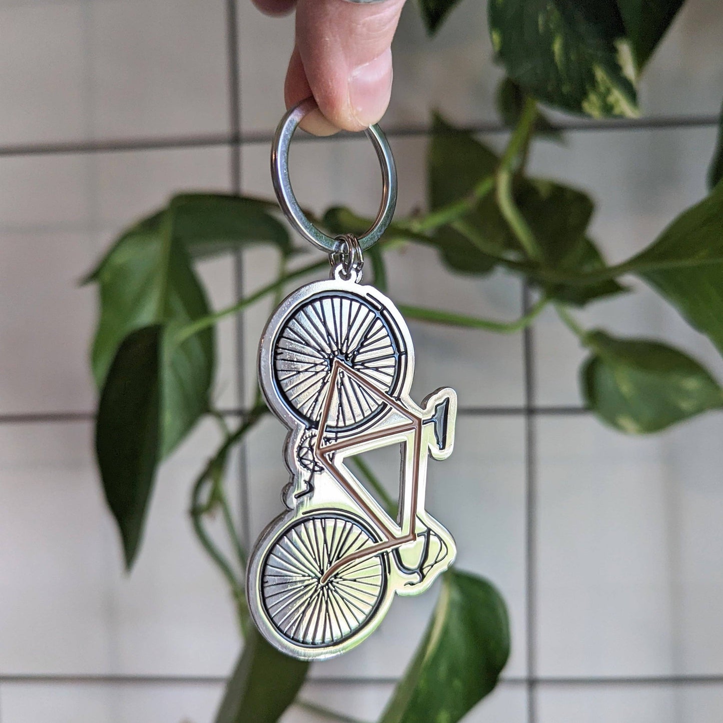 ilikesara | art + goods - Metal enamel keychain / purse charm | road bike