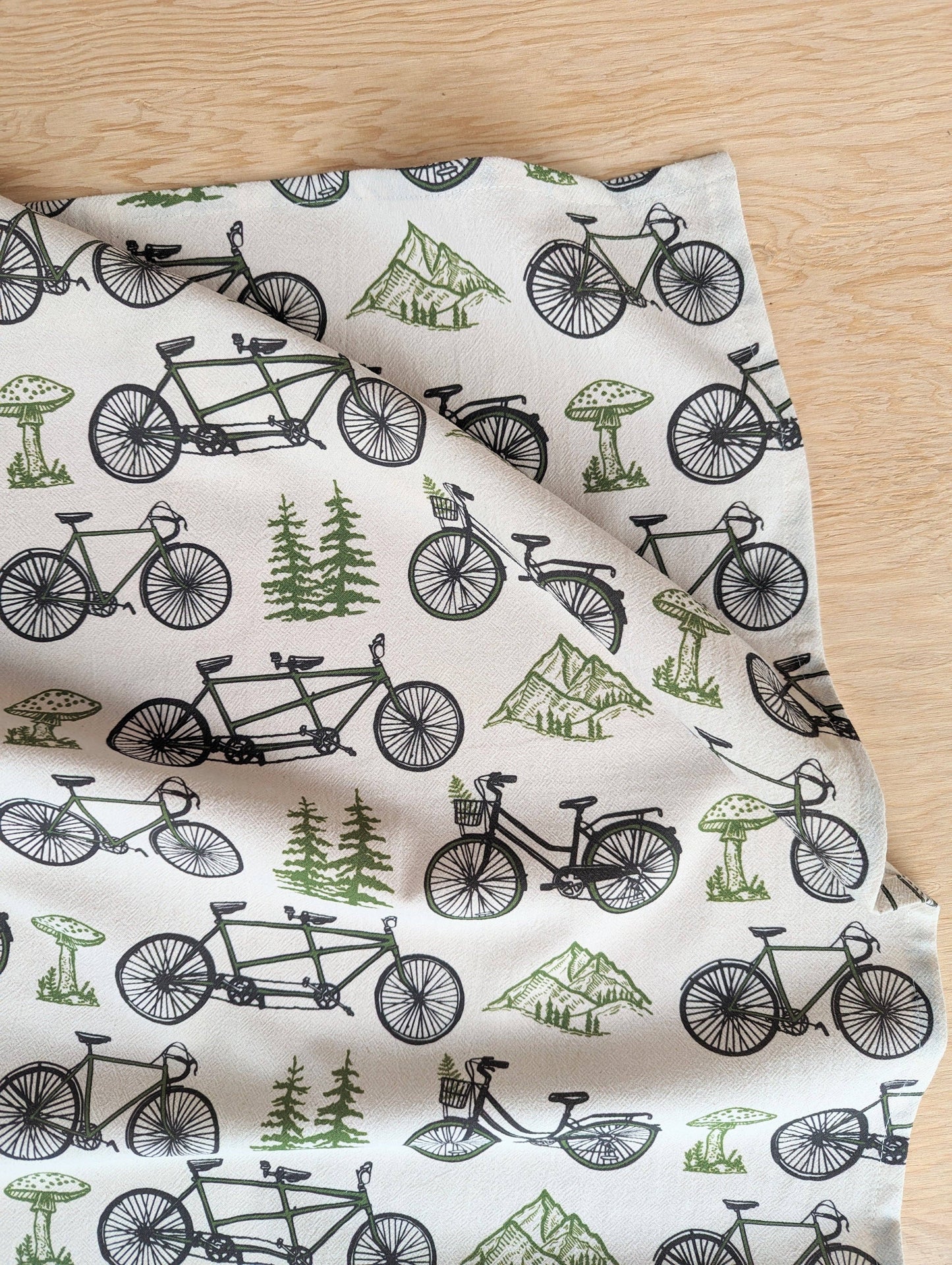 ilikesara | art + goods - Tea towel | bicycle adventure - bike & nature cotton flour sack dish cloth