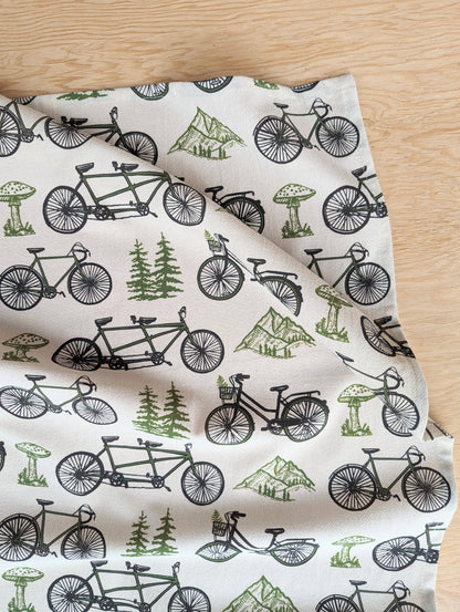ilikesara | art + goods - Tea towel | bicycle adventure - bike & nature cotton flour sack dish cloth