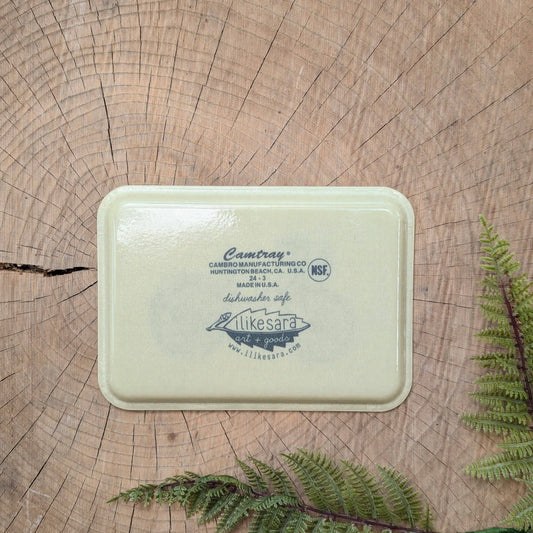 ilikesara | art + goods - Fiberglass tray | bike with fern - cream vintage bicycle 7" x 5" dishwasher safe