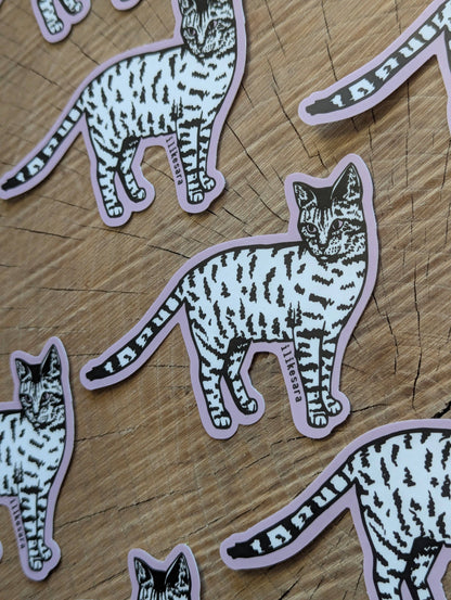 ilikesara | art + goods - Sticker | standing tiger cat - waterproof uv-resistant vinyl kitty decal