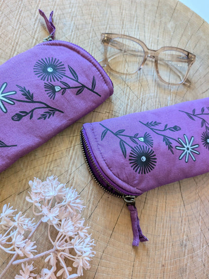 ilikesara | art + goods - Glasses case | bloom - purple flower cushioned zipper pouch