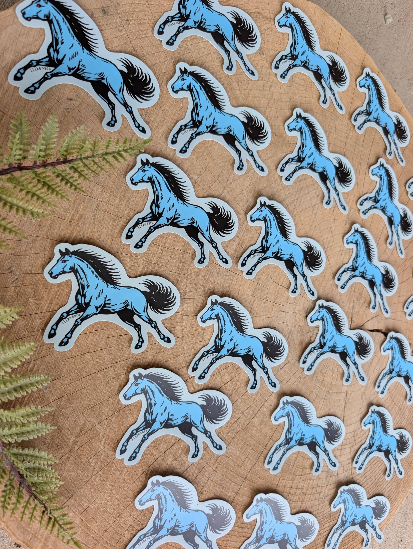 ilikesara | art + goods - Sticker | blucifer horse - waterproof uv-resistant vinyl blue mustang decal