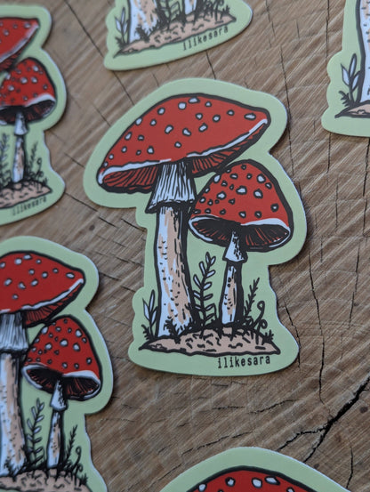 ilikesara | art + goods - Sticker | fly agaric mushroom - waterproof uv-resistant vinyl nature decal