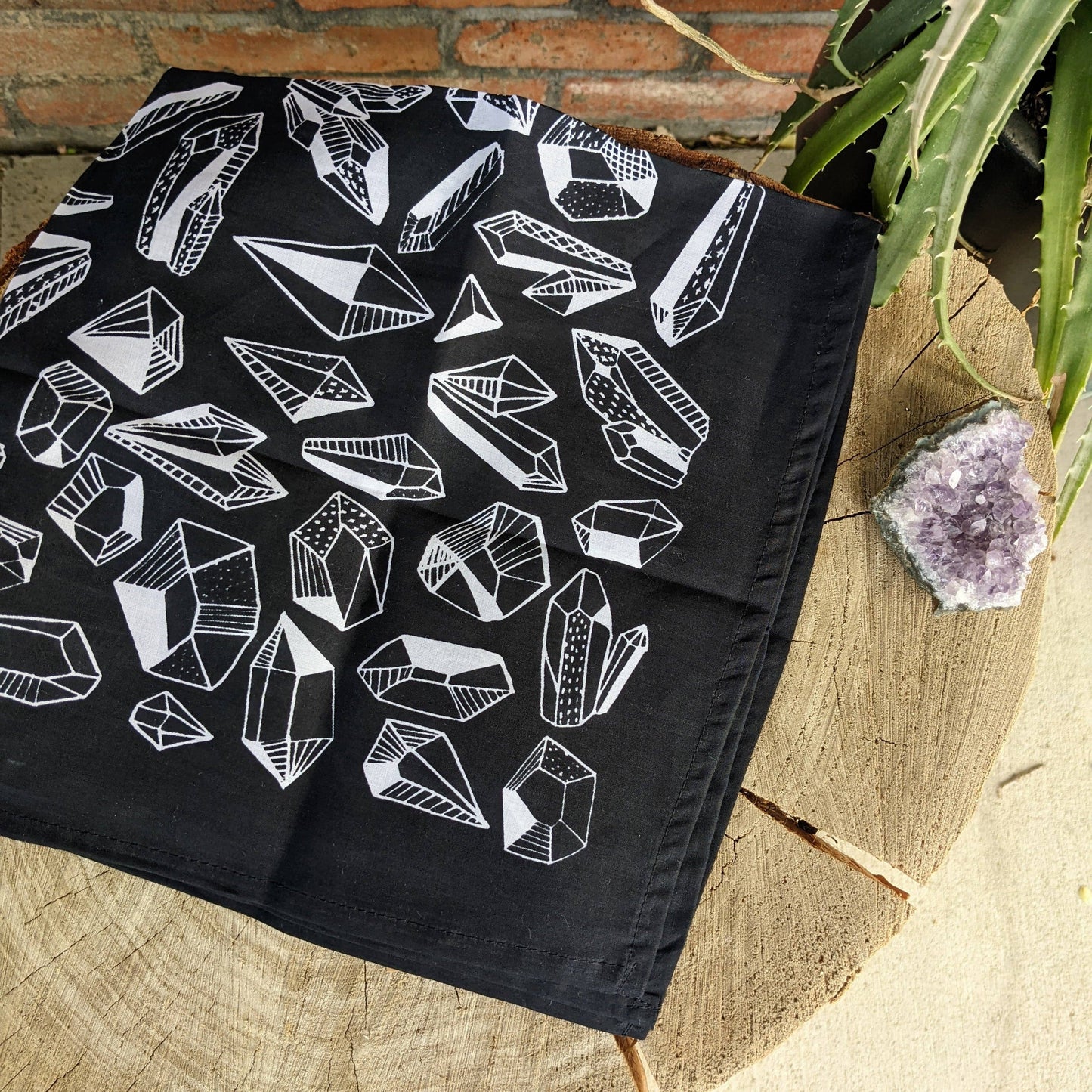 ilikesara | art + goods - Bandana | gem - black & white crystal patterned scarf neckerchief