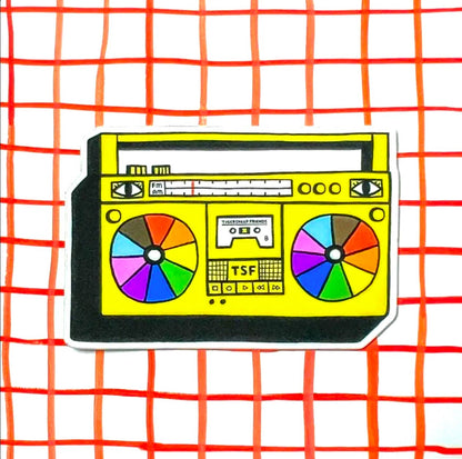 Tigersheep Friends - Vinyl Sticker: Boombox 80's Rainbow Pride