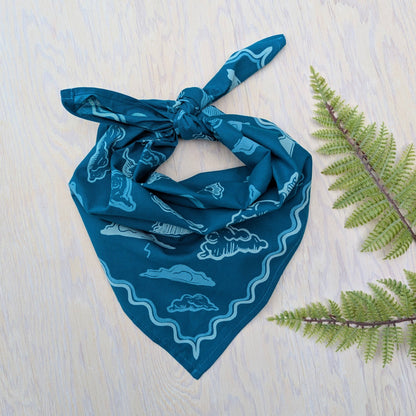 ilikesara | art + goods - Bandana | clouds - blockprint blue patterned scarf neckerchief