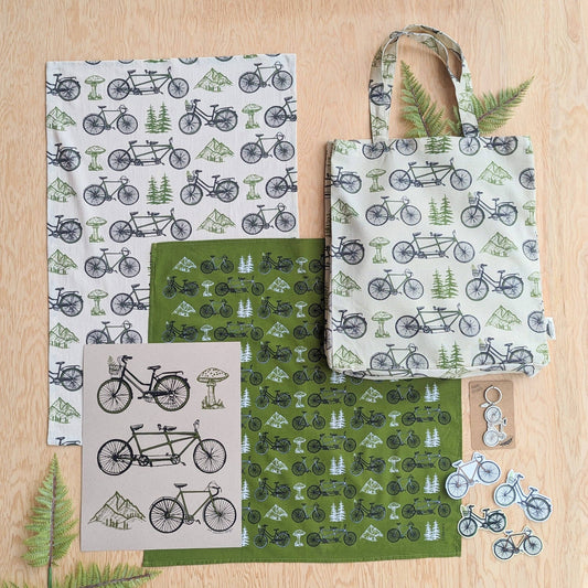 ilikesara | art + goods - Tea towel | bicycle adventure - bike & nature cotton flour sack dish cloth