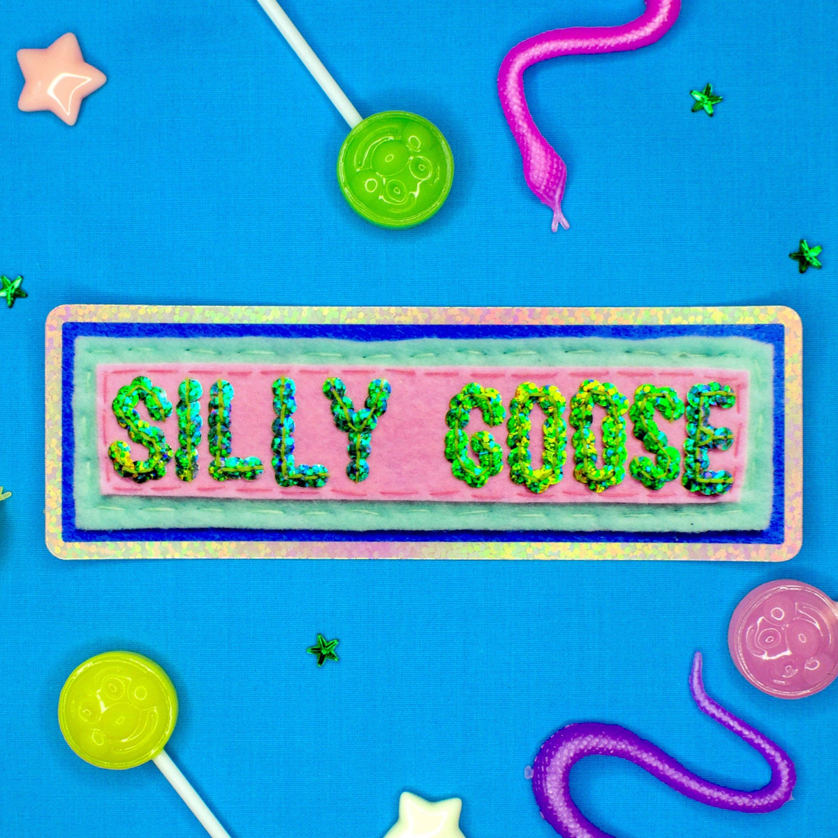 Silly Goose Sticker ~ Sequin Patch Inspired Waterproof Holographic Sticker