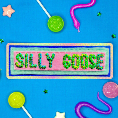 Silly Goose Sticker ~ Sequin Patch Inspired Waterproof Holographic Sticker