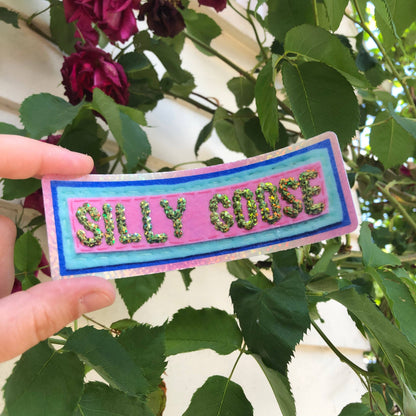 Silly Goose Sticker ~ Sequin Patch Inspired Waterproof Holographic Sticker