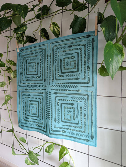 ilikesara | art + goods - Bandana | serpent path - teal turquoise snake botanical scarf