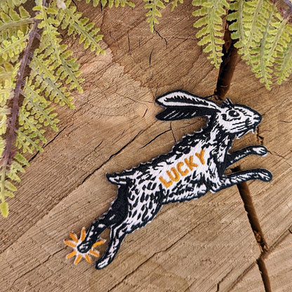 ilikesara | art + goods - Iron-on patch | lucky rabbit's foot - 4.3" x 2.8"