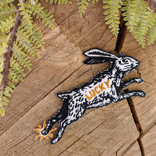 ilikesara | art + goods - Iron-on patch | lucky rabbit's foot - 4.3" x 2.8"