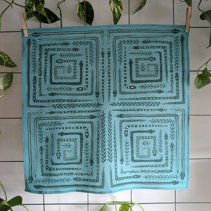 ilikesara | art + goods - Bandana | serpent path - teal turquoise snake botanical scarf