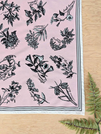 ilikesara | art + goods - Bandana | fatal florals - pink screenprinted poison flower scarf