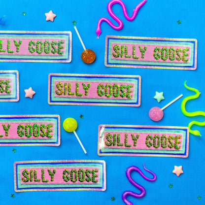 Silly Goose Sticker ~ Sequin Patch Inspired Waterproof Holographic Sticker