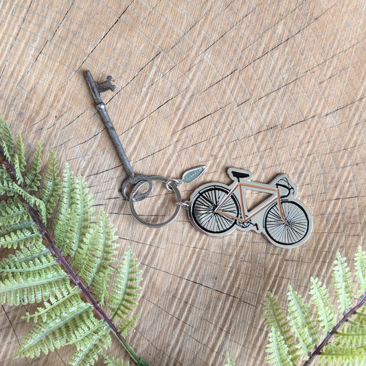 ilikesara | art + goods - Metal enamel keychain / purse charm | road bike
