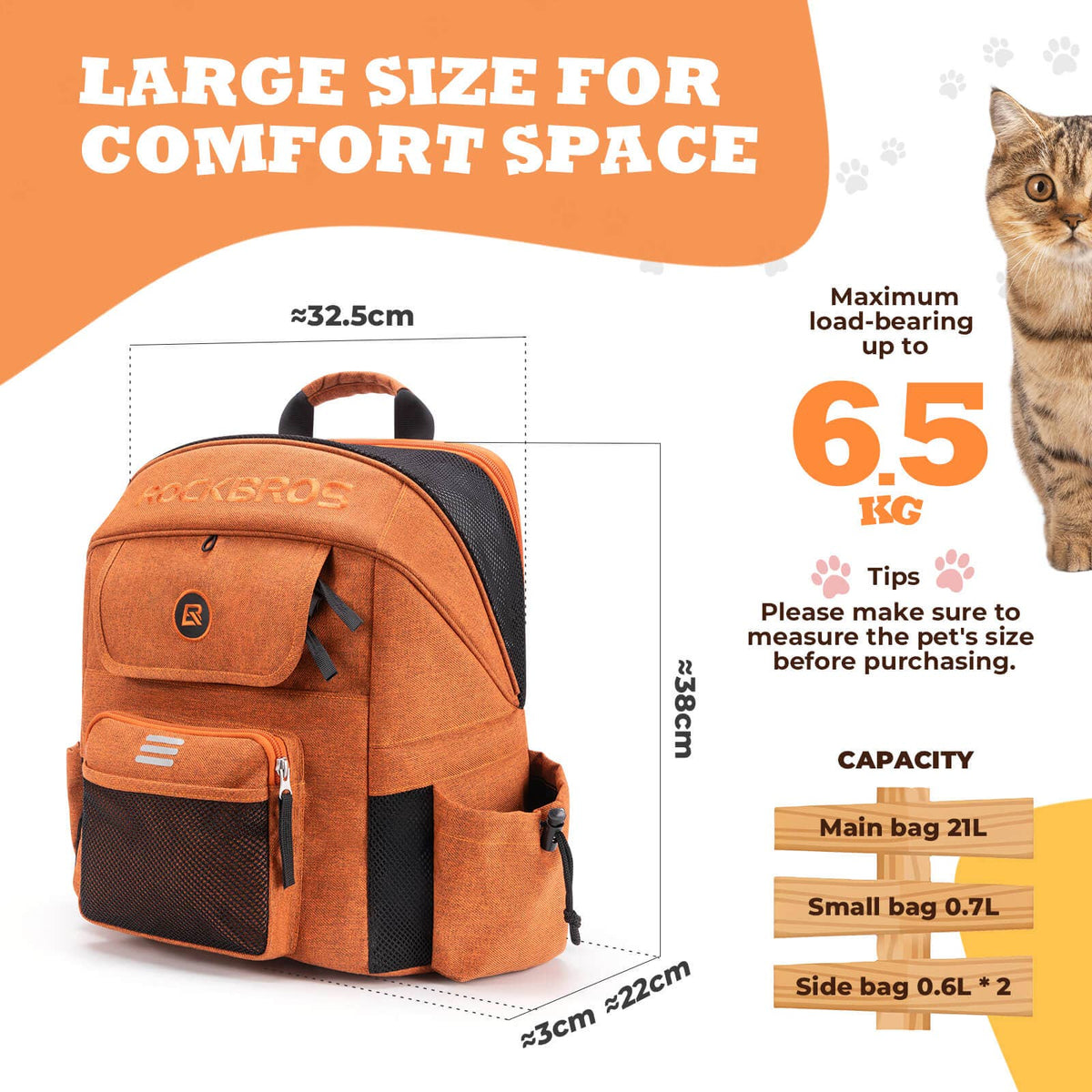 ROCKBROS - Foldable Pet Handlebar Bike Bag - 21L