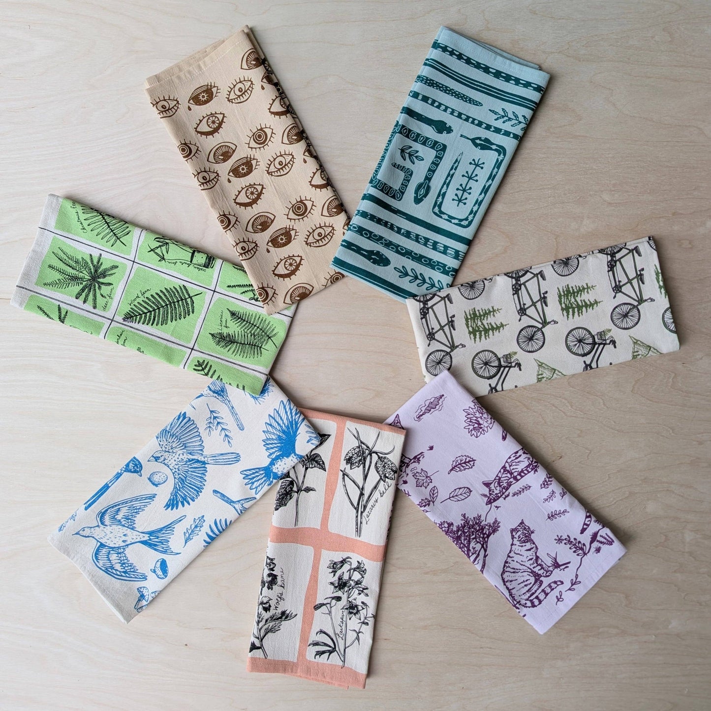 ilikesara | art + goods - Tea towel | bicycle adventure - bike & nature cotton flour sack dish cloth