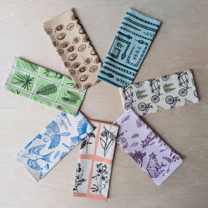 ilikesara | art + goods - Tea towel | bicycle adventure - bike & nature cotton flour sack dish cloth