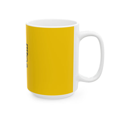 Bike Bus World Ceramic Mug — Yellow Logo Coffee Cup (11oz, 15oz)