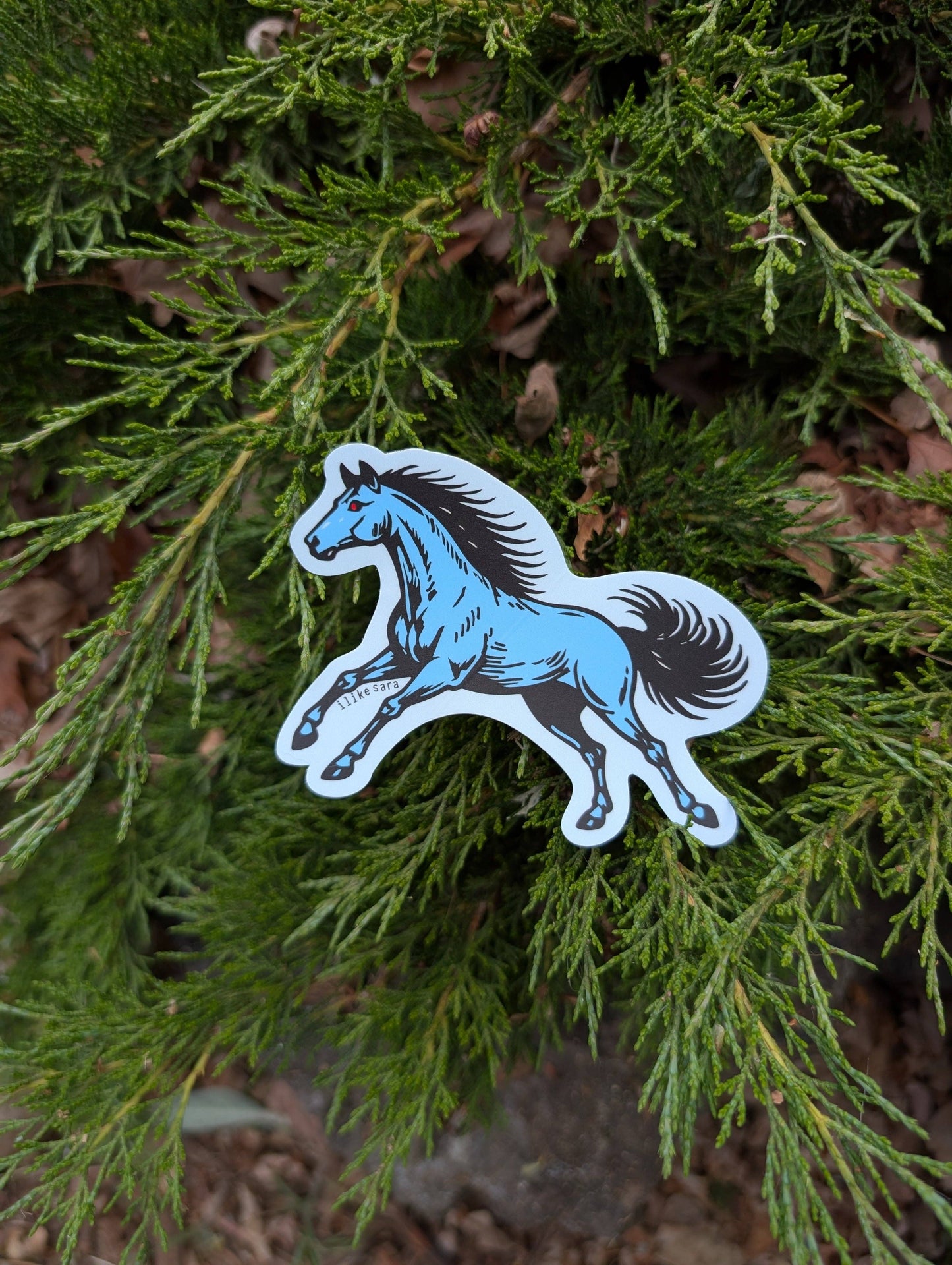 ilikesara | art + goods - Sticker | blucifer horse - waterproof uv-resistant vinyl blue mustang decal