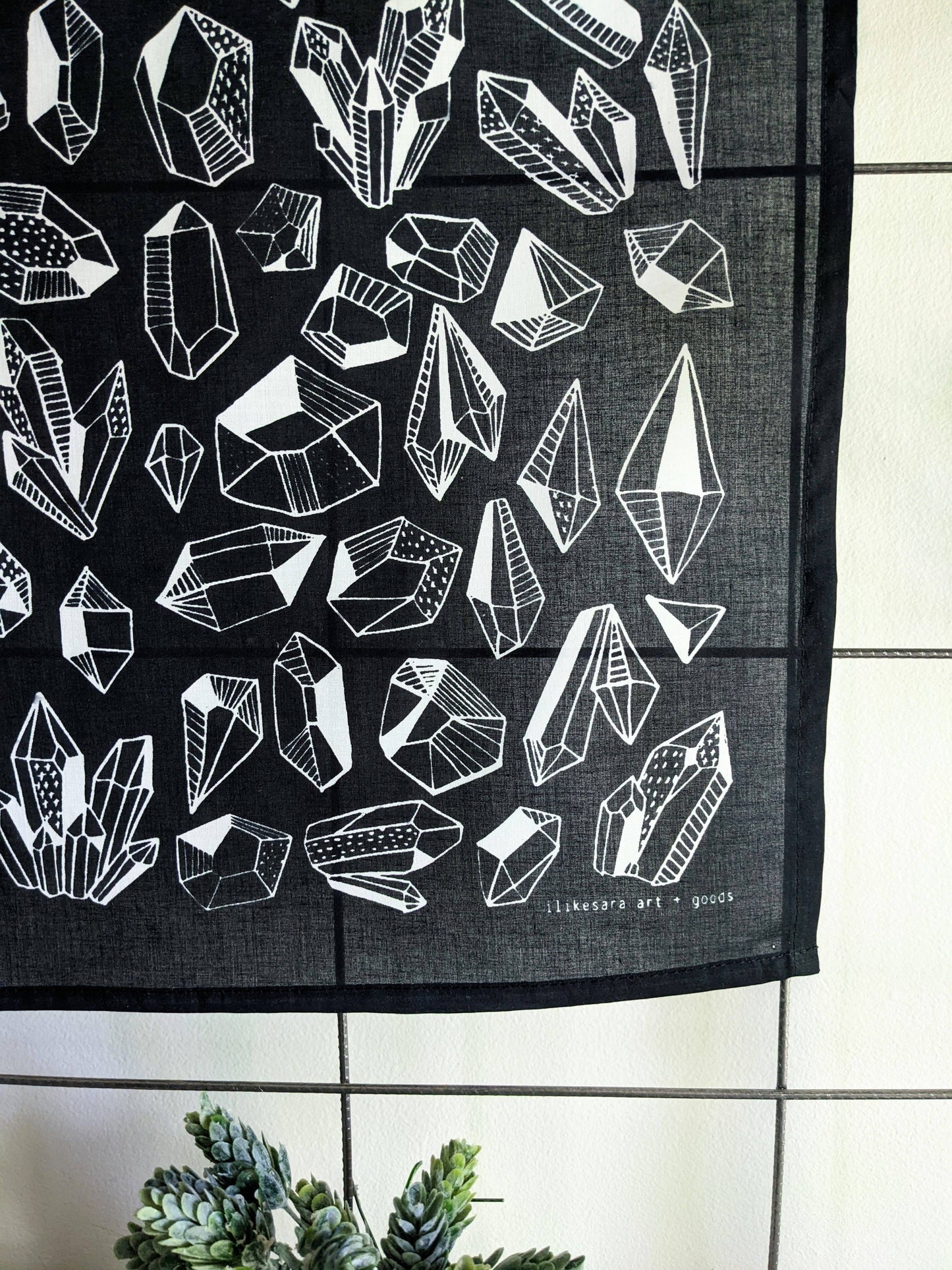 ilikesara | art + goods - Bandana | gem - black & white crystal patterned scarf neckerchief