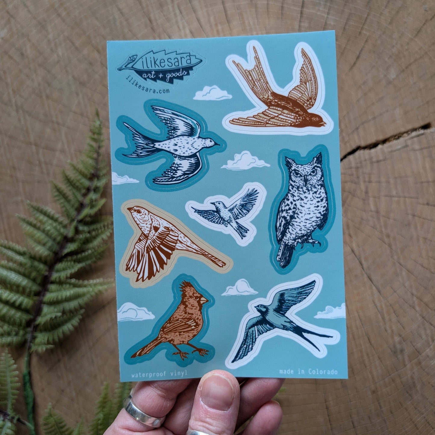 ilikesara | art + goods - Sticker sheet | birds  - waterproof uv-resistant vinyl birder stickers