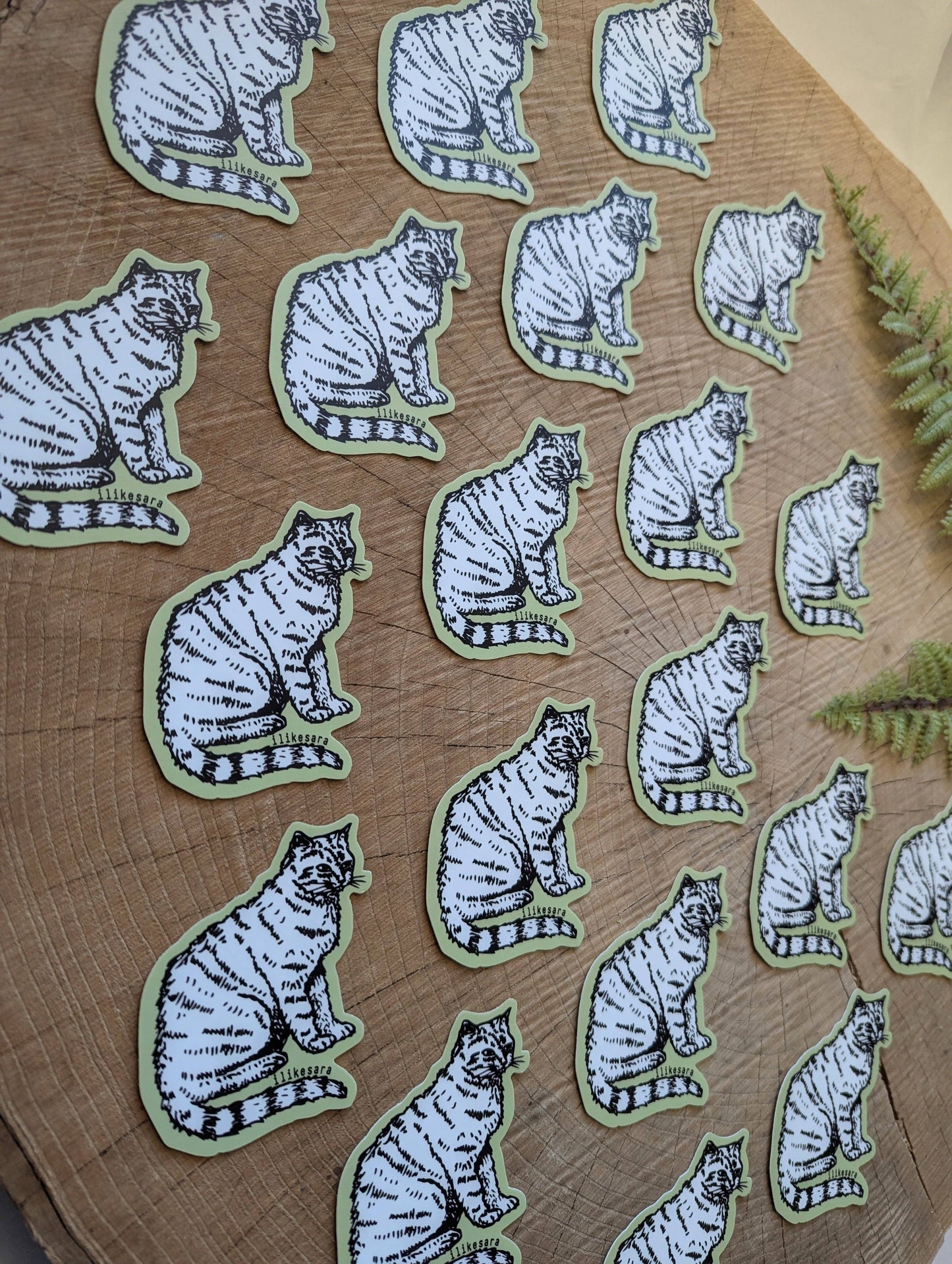 ilikesara | art + goods - Sticker | sitting white cat - waterproof uv-resistant vinyl kitty decal
