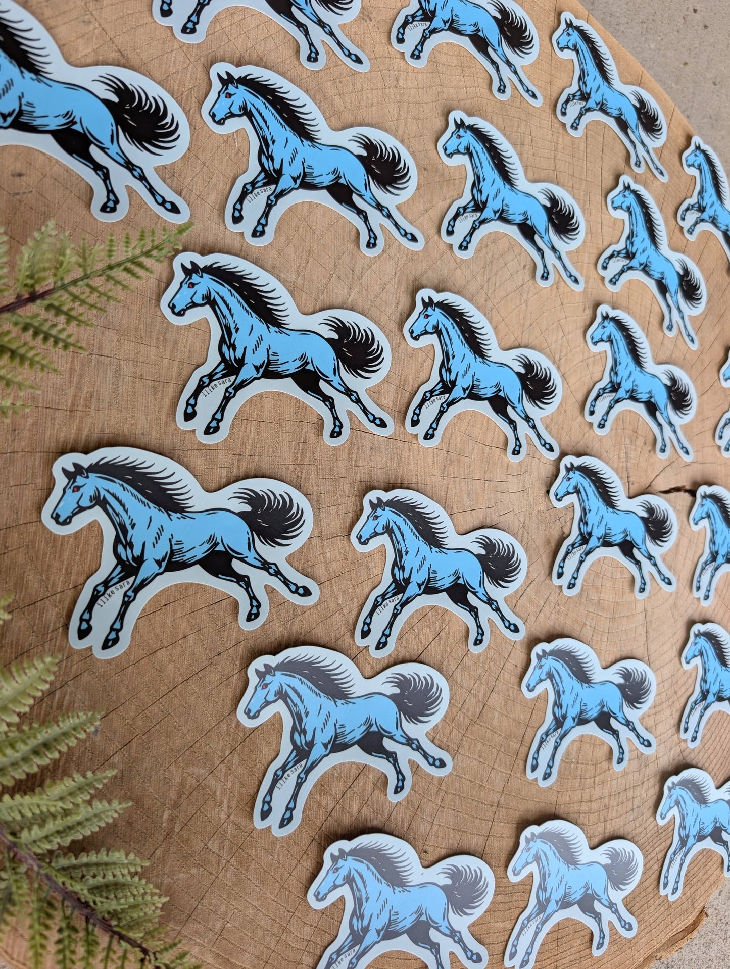 ilikesara | art + goods - Sticker | blucifer horse - waterproof uv-resistant vinyl blue mustang decal