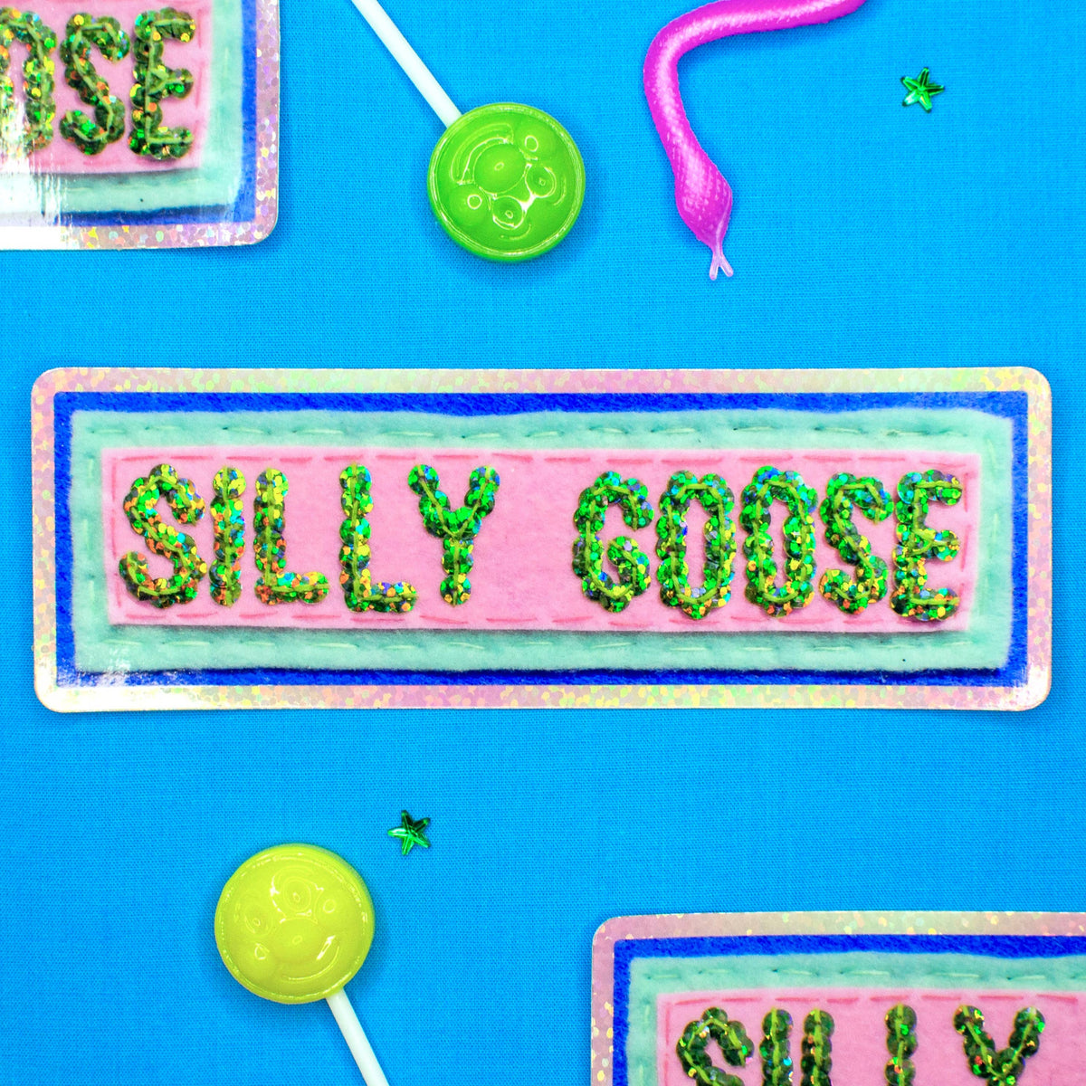 Silly Goose Sticker ~ Sequin Patch Inspired Waterproof Holographic Sticker