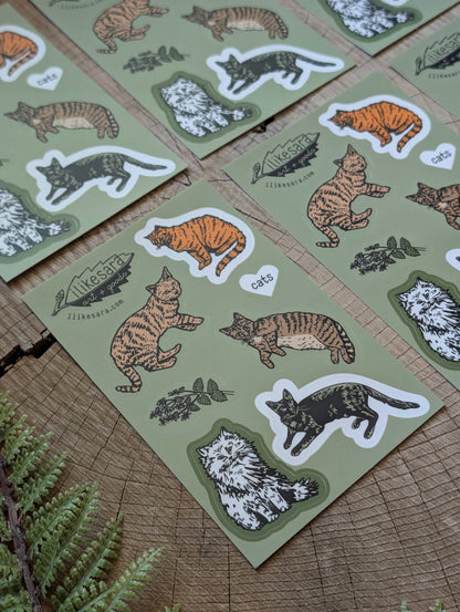 ilikesara | art + goods - Sticker sheet | cats  - waterproof uv-resistant vinyl kitty stickers