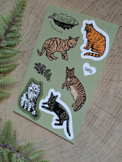 ilikesara | art + goods - Sticker sheet | cats  - waterproof uv-resistant vinyl kitty stickers