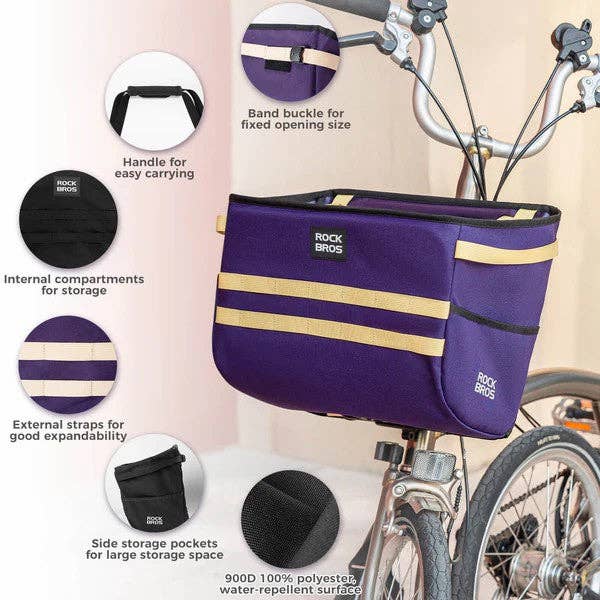 ROCKBROS - Folding Bike Handlebar Bag Basket Bag - 16L