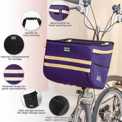 ROCKBROS - Folding Bike Handlebar Bag Basket Bag - 16L