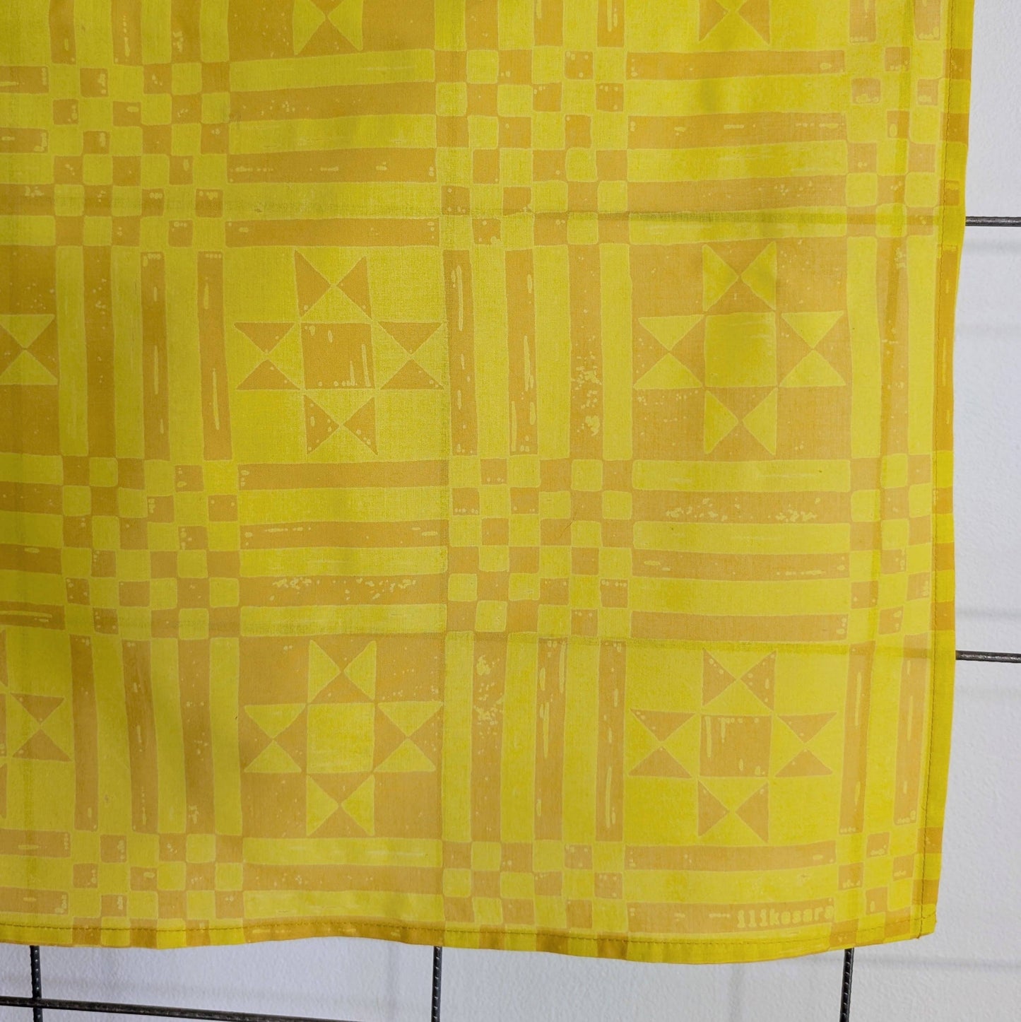 ilikesara | art + goods - Bandana | sawtooth yellow gold - geometric folk quilt pattern scarf neckerchief
