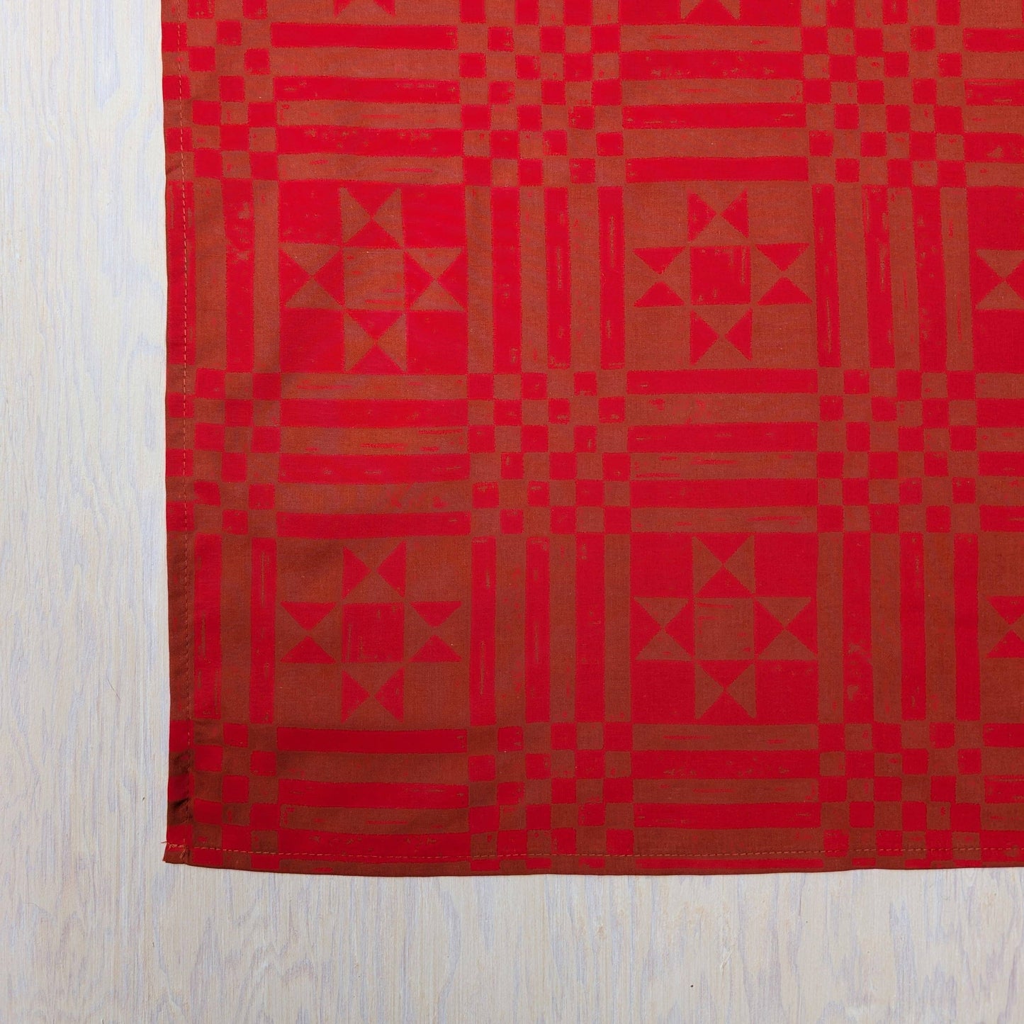 ilikesara | art + goods - Bandana | sawtooth red brown - geometric folk quilt pattern scarf neckerchief