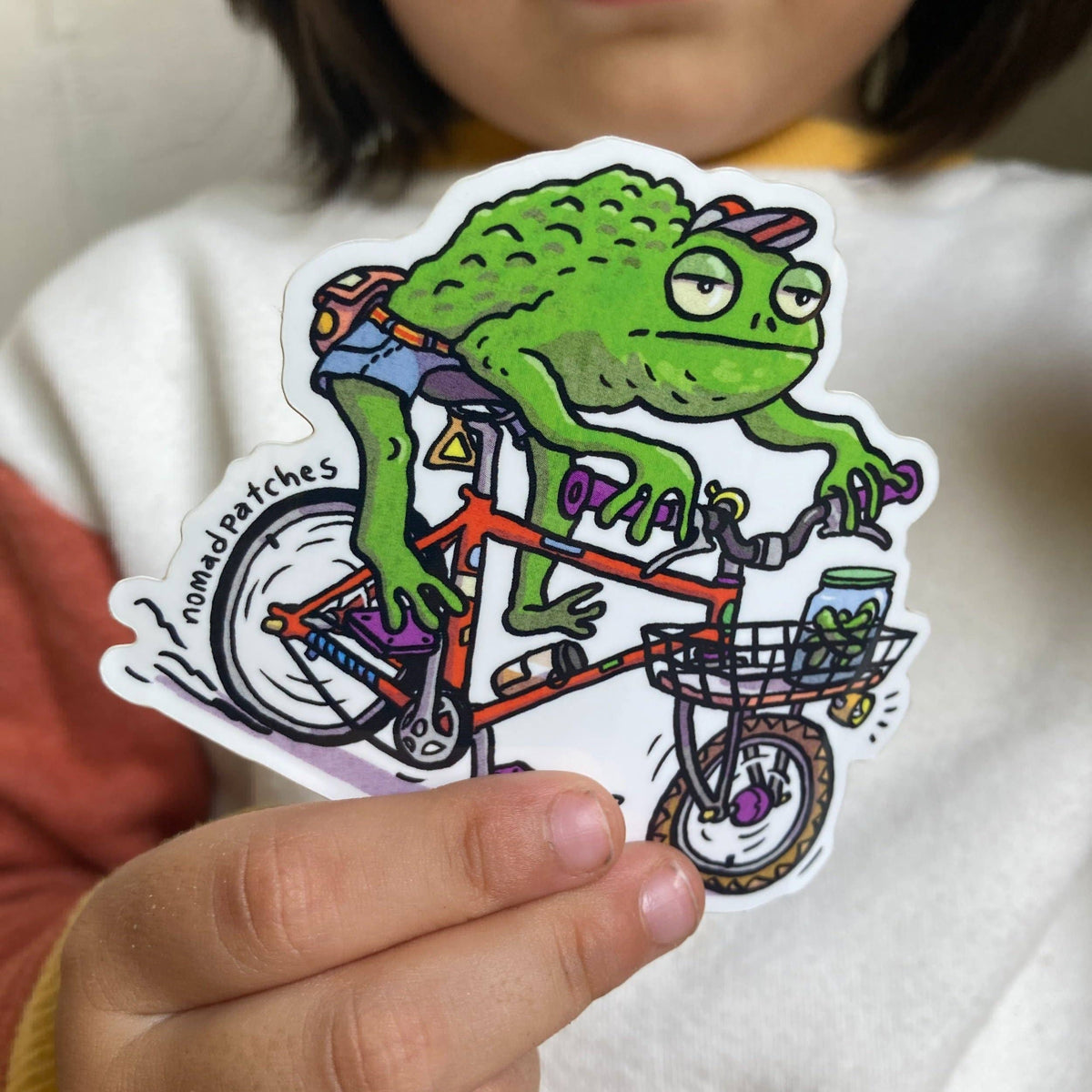 Nomad Patches - Frog on a Bike Sticker