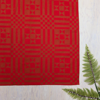 ilikesara | art + goods - Bandana | sawtooth red brown - geometric folk quilt pattern scarf neckerchief
