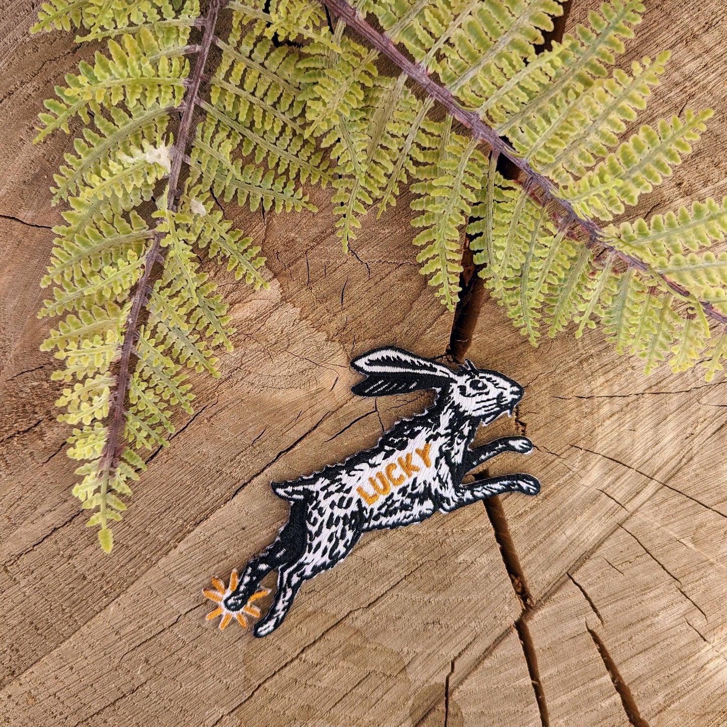 ilikesara | art + goods - Iron-on patch | lucky rabbit's foot - 4.3" x 2.8"