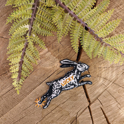 ilikesara | art + goods - Iron-on patch | lucky rabbit's foot - 4.3" x 2.8"