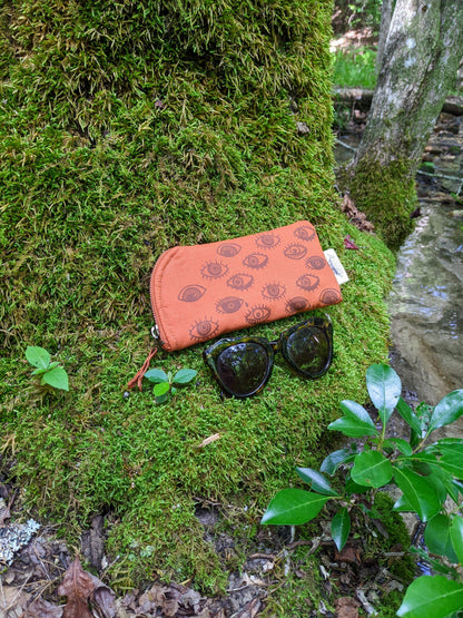 ilikesara | art + goods - Glasses case | eye glasses - orange & brown eyeball cushioned zipper bag